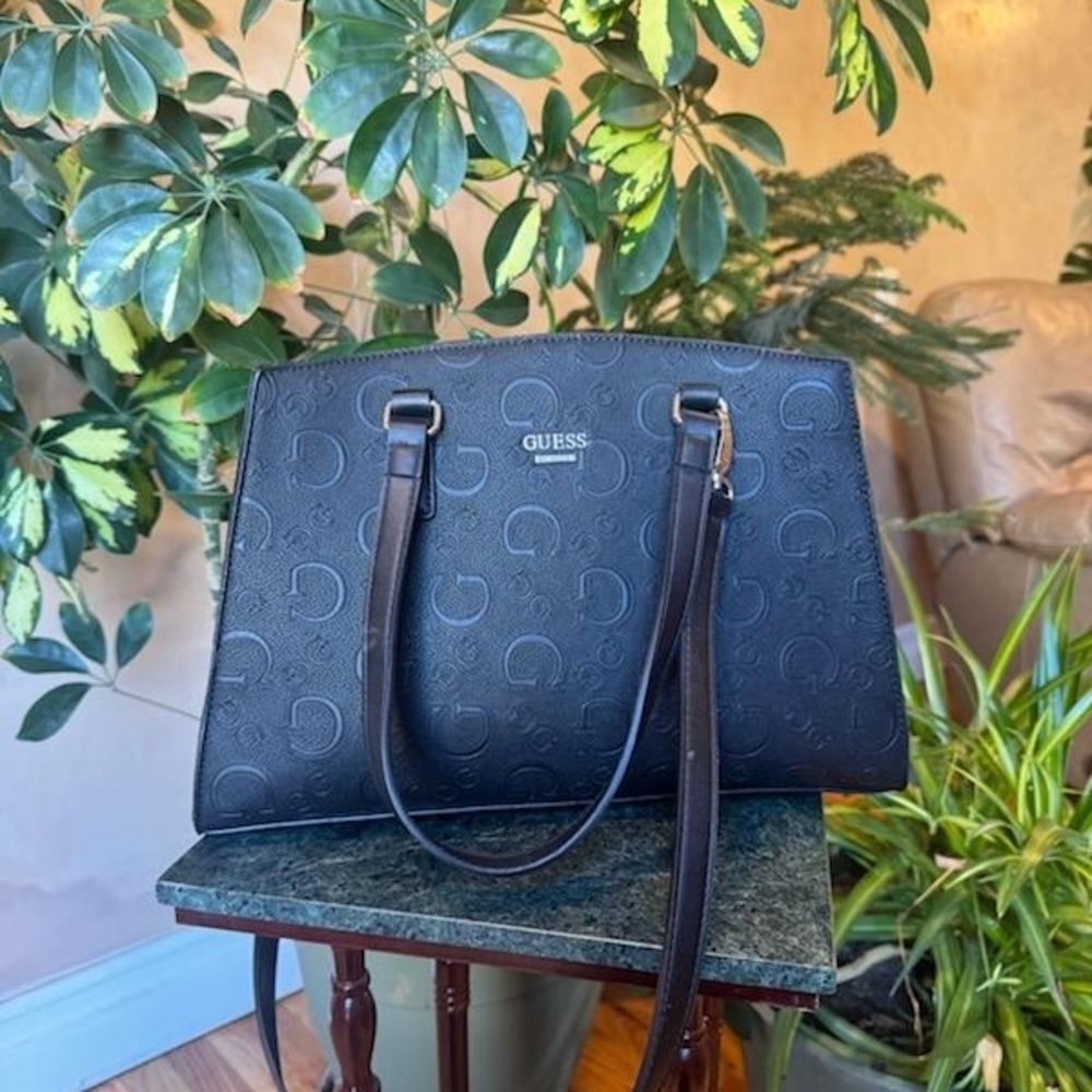 Guess Black Embossed Tote Bag